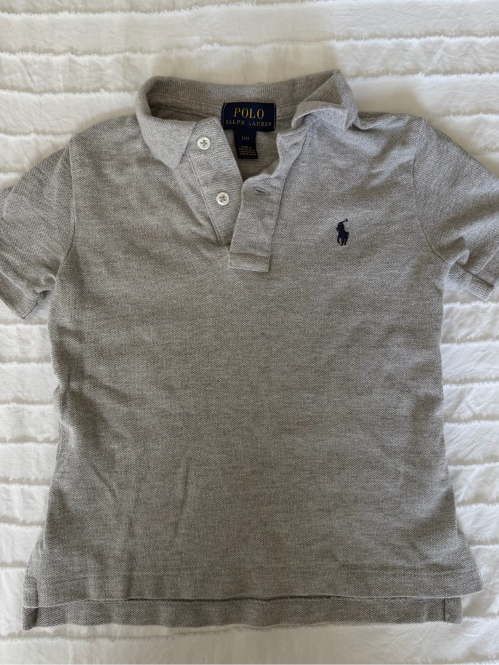 Polo by Ralph Lauren Light Gray Boys' Short-Sleeve Polo with Navy Pony